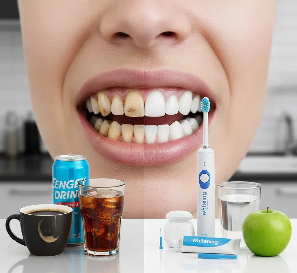 Koffein und gelbe Zähne: Wie Kaffee, Tee & Energy-Drinks dein Lächeln verändern