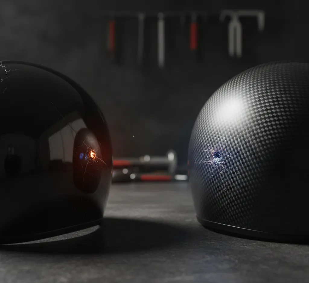 Kunststoff oder Carbon? Der ultimative Vergleich für Helmschalen-Materialien