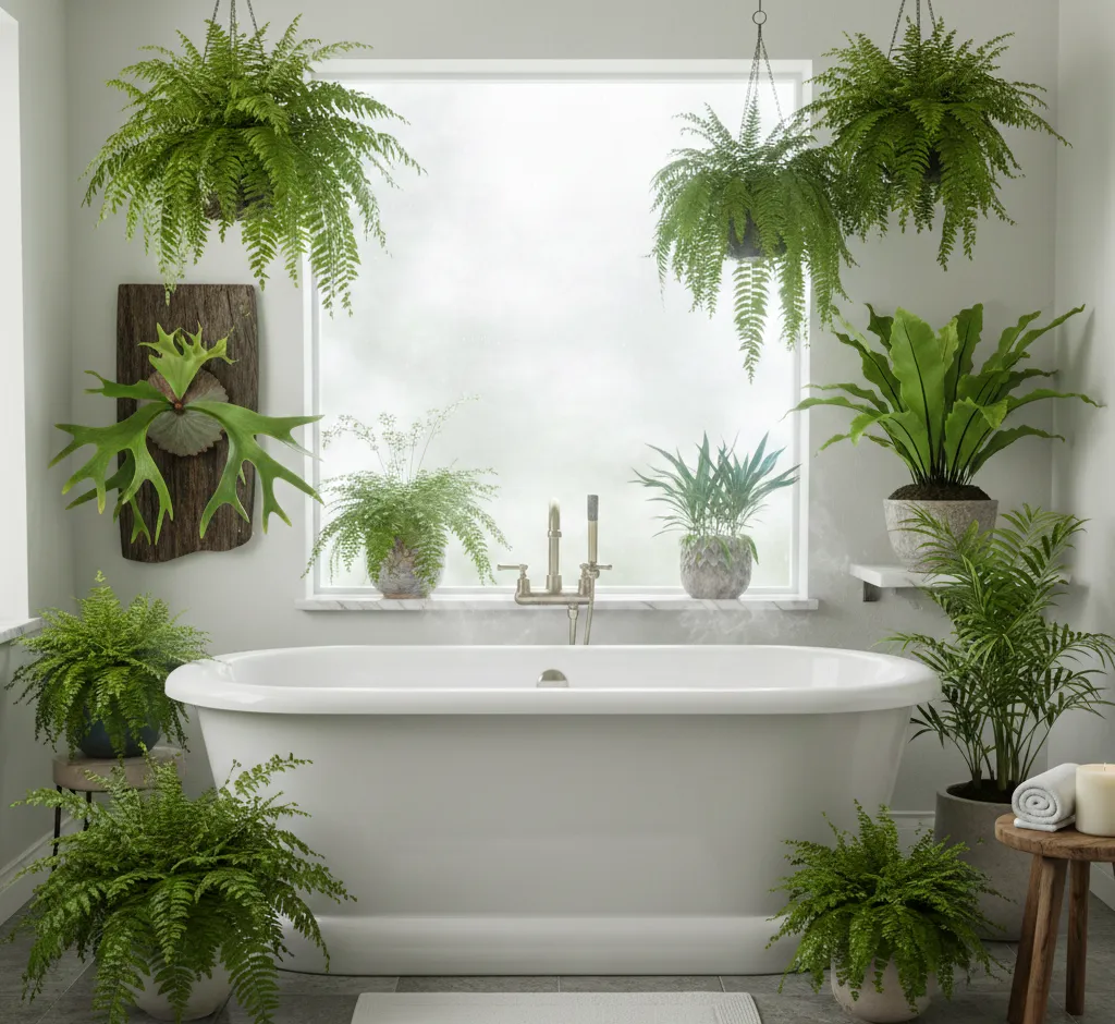 Tropische Oasen im Bad: Die 10 schönsten Farne für feuchte Badezimmer
